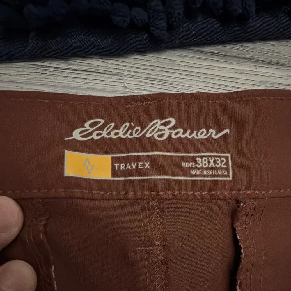 Eddie Bauer Travex Men’s Brown Twill Stretch Casual Pants Nylon Spandex 38x32